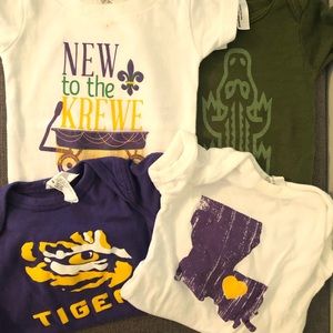 Set of 4 Louisiana themed onesies